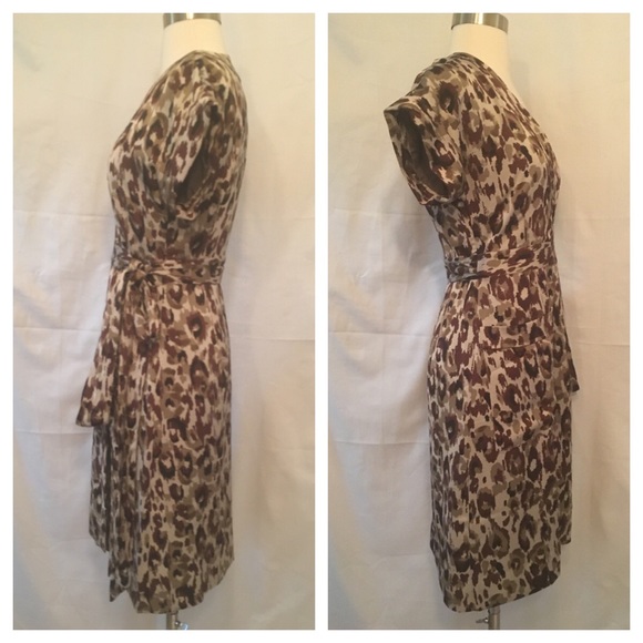 HP J Crew Leopard Satin Wrap Dress Sz XSP - Picture 4 of 8